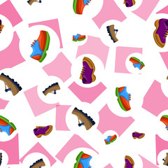 Shoes Flat Color Background Seamless Pattern