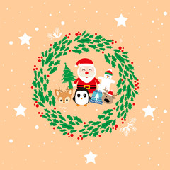 Santa Claus cheerful new year animals