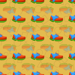 Shoes Flat Color Background Seamless Pattern