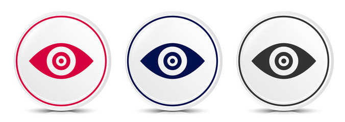 Eye icon crystal flat round button set illustration design