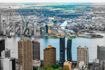 Fototapeta na wymiar Aerial View New York City. Modern Building, Architecture, Abstract Background