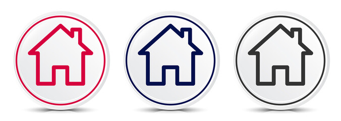 Home icon crystal flat round button set illustration design