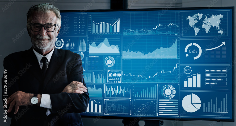 Poster data analysis for business and finance concept. graphic interface showing future computer technology