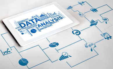 Data Analysis for Business and Finance Concept. Graphic interface showing future computer...