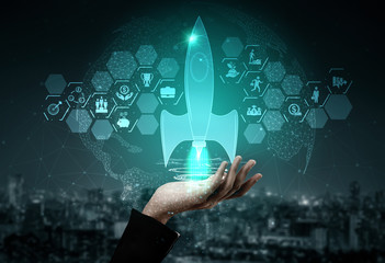 Start Up Business of Creative People Concept - Modern graphic interface showing symbol of...