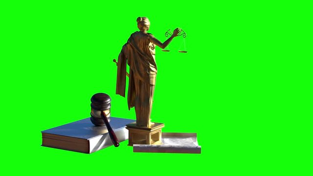 lady justice statue 3d render on green background