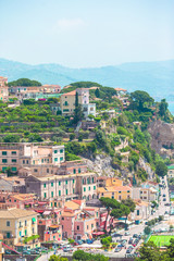 Fototapeta premium View of the town of Positano with flowers
