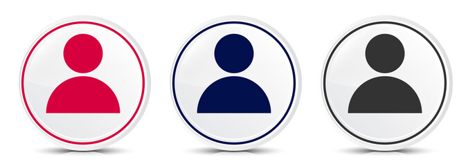 Person icon crystal flat round button set illustration design