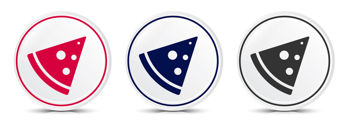 Pizza slice icon crystal flat round button set illustration design