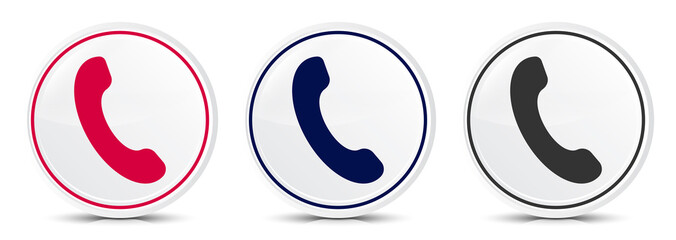 Fototapeta premium Phone icon crystal flat round button set illustration design