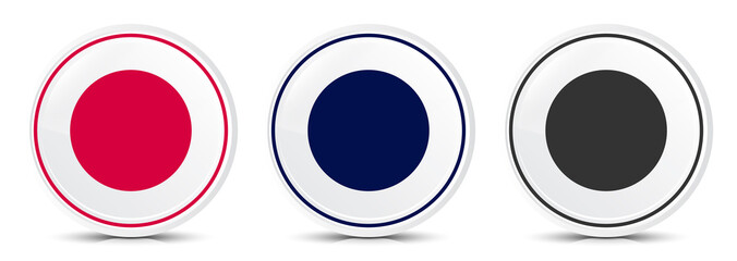 Record icon crystal flat round button set illustration design