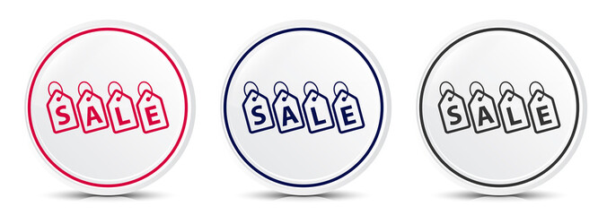 Sale tags label icon crystal flat round button set illustration design