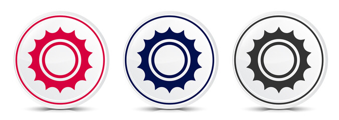 Sun icon crystal flat round button set illustration design