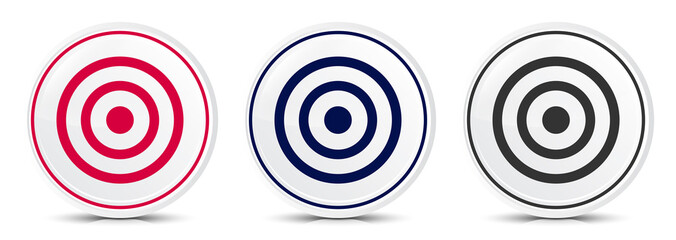 Target icon crystal flat round button set illustration design