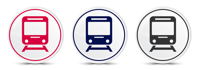 Train icon crystal flat round button set illustration design