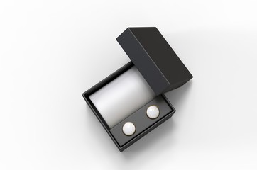 Gift set for men silk tie and cuff links set for branding. 3d illustration.