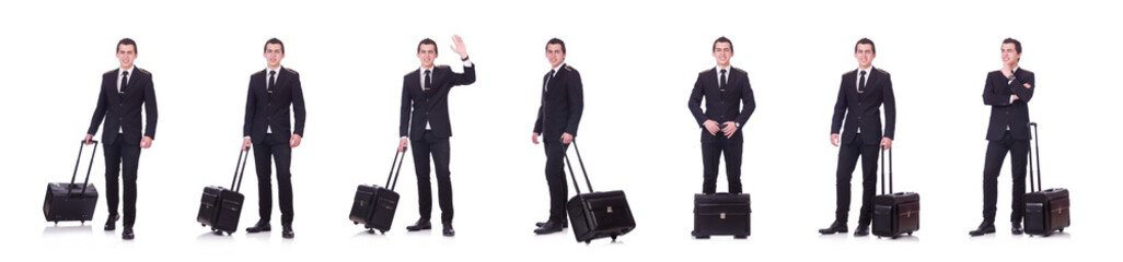 Young pilot isolated on the white