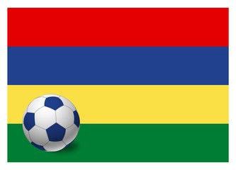Mauritius flag and soccer ball