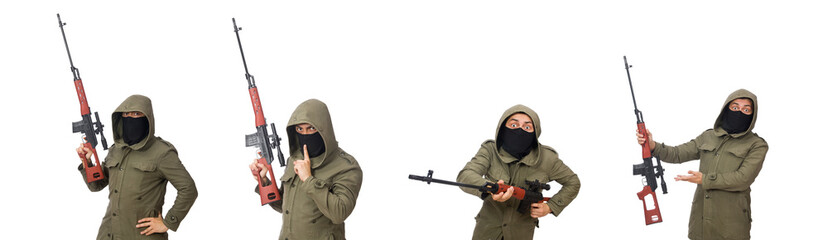Man with a gun isolated on white