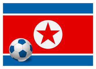 North Korea flag and soccer ball