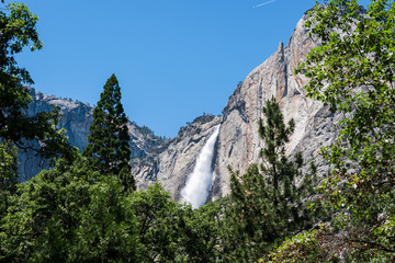yosemite falls in mountains