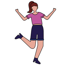 celebrating woman young happy character