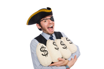 Businessman pirate isolated on white background