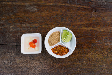 seasoning on wood table