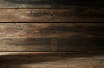 Wooden wall and wooden table