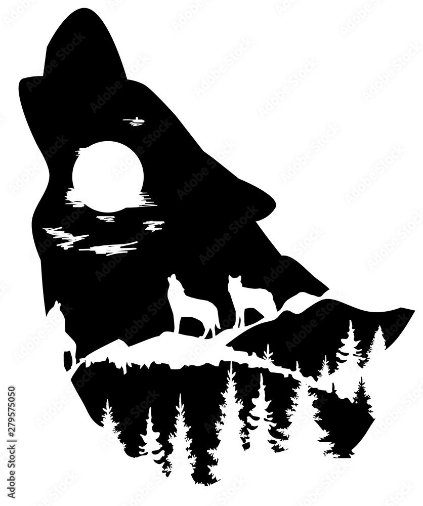 Sticker vector wolf silhouette