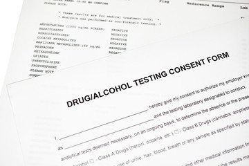 Fototapeta na wymiar Drug and Alcohol Testing Consent Form