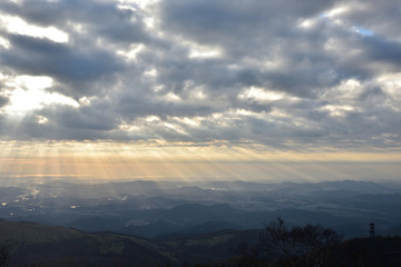 Sun light ray from summit