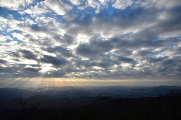 Sun light ray from summit