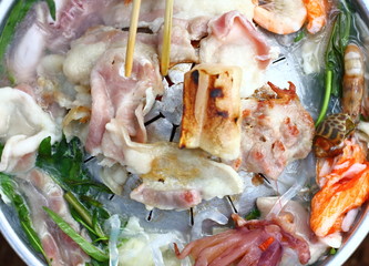 Thai barbecue Grill Pork on hot pan