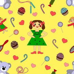 Naklejka premium pattern baby girl Wallpaper in the center