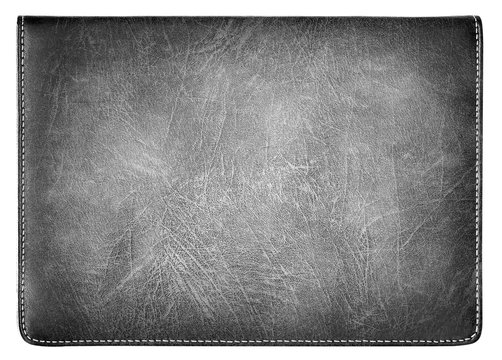 gray leather notebook isolated on white background