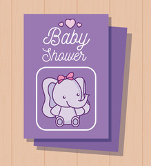 baby shower card with cute elephant