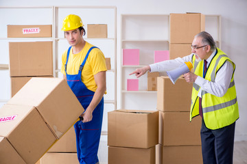 Professional movers doing home relocation