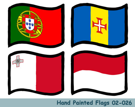 手描きの旗アイコン ポルトガルの国旗 マデイラ諸島の旗 マルタの国旗 モナコの国旗 Flag Of The Portugal Madeira Islands Malta Monaco Hand Drawn Isolated Vector Icon Stock Vector Adobe Stock
