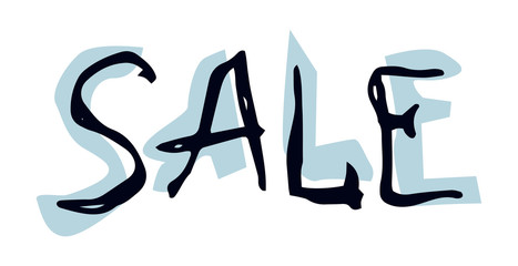 Sale lettering hand drawn doodle. Vector color isolated illustration.