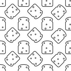 Bread Icon Seamless Pattern, Baked Bread Icon