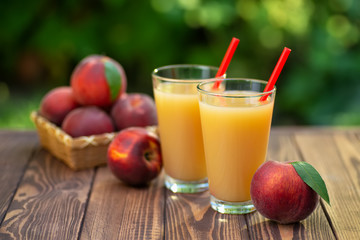 peach juice in glasses