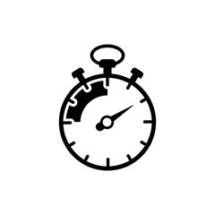 stopwatch, icon, vector, watch, chronometer, stop, symbol, clock, timer, line, illustration, isolated