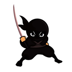 black ninja holding a sword ready to fight © fzr design