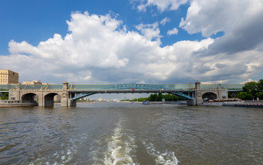 View of the Pushkinsky (Andreevsky) Bridge and Moskva River (day). Moscow, Russia