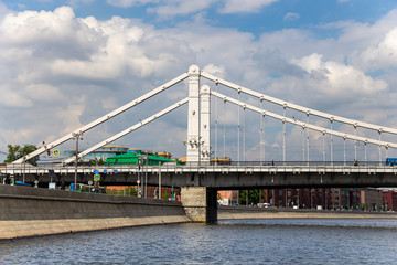 Moskow (Moskva) River and Krymsky Bridge or Crimean Bridge, Russia (day)
