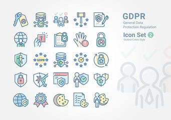 GDPR icon collection with outline colors Vol. 2