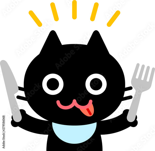 ナイフとフォークを持った猫のキャラクター Stock Image And Royalty ナイフとフォークを持った猫のキャラクター Stock Image And Royalty