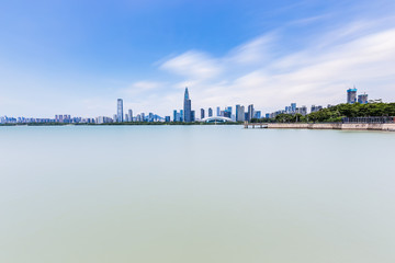 Naklejka premium Shenzhen City, Guangdong, China City Skyline