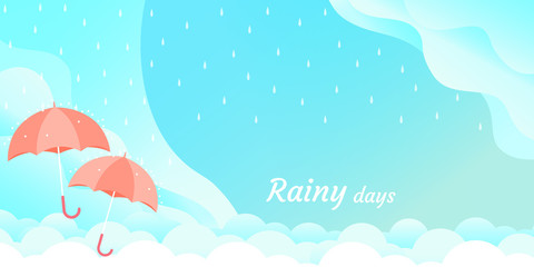 rainy season umbrella float on sky vector	